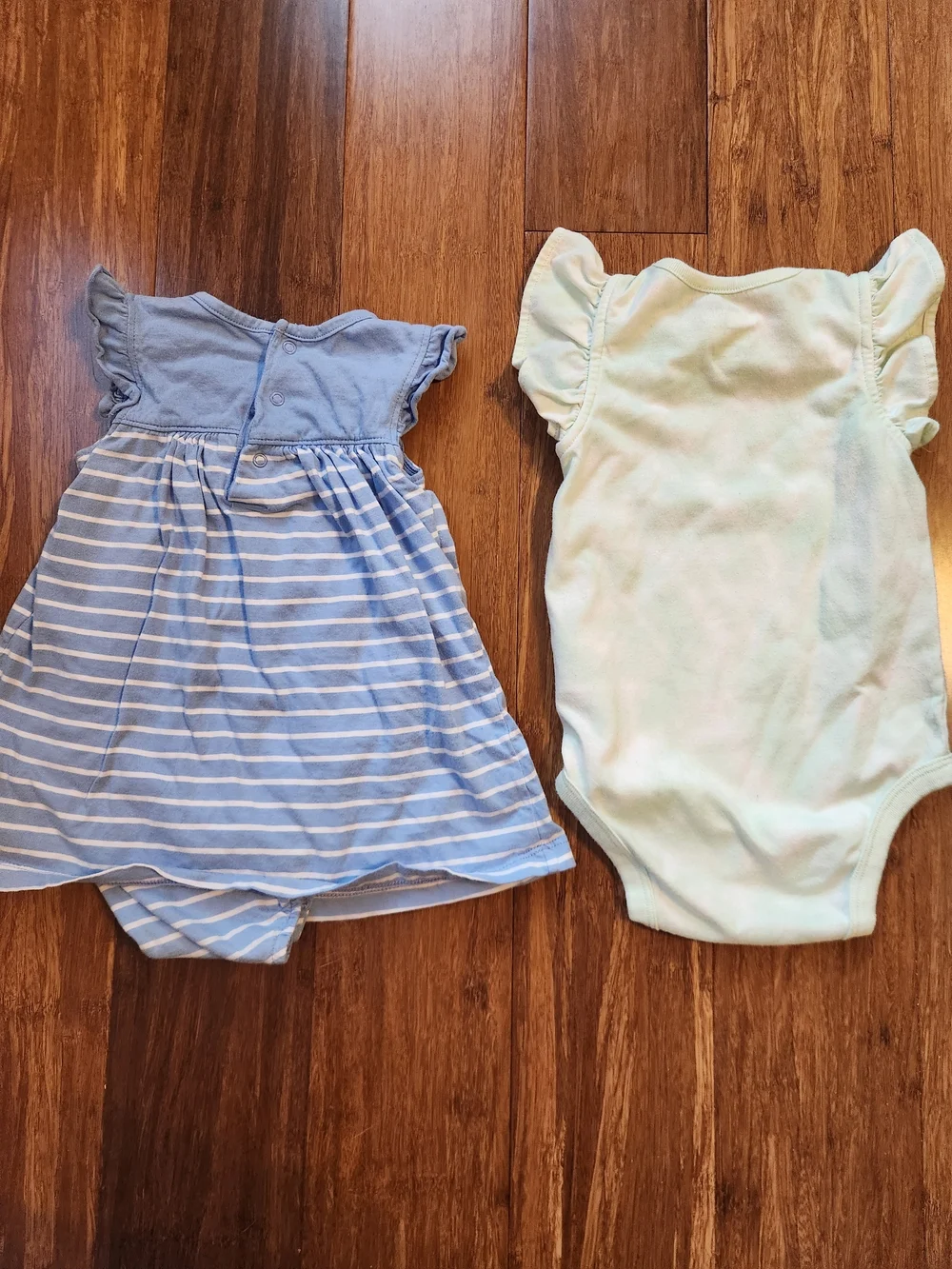 Baby Girl Summer Blue Striped Dress W/ Diaper Cover & Snoopy Bodysuit, 18 Months